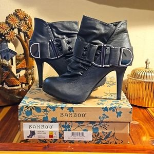 New Bamboo Grey Heeled Ankle Boots